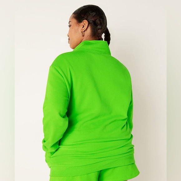 VS VICTORIAS SECRET PINK CAMPUS HALF ZIP PULLOVER SWEATER JACKET TOP GREEN XXL - Picture 4 of 6